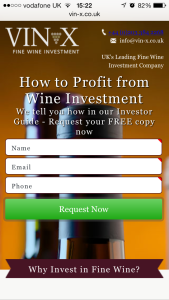 Web App Design: Wine Investment Landing Page