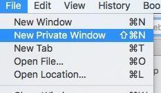 Open new private window in Safari