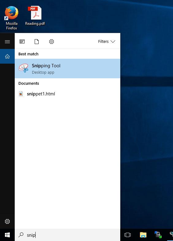 Locate the Snipping Tool