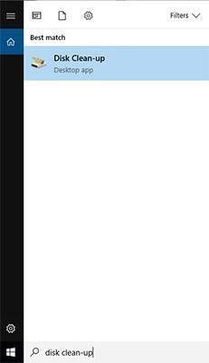 Type "Disk Clean-up" into the search box and pick this option