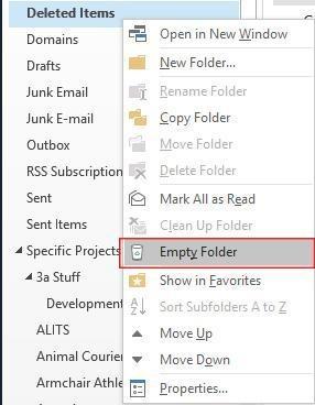 Empty deleted items
