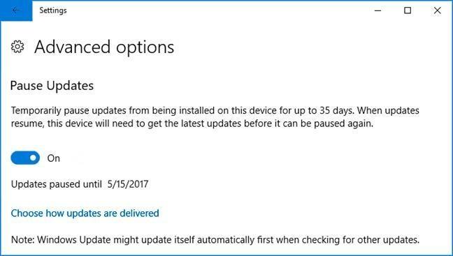 Pause updates