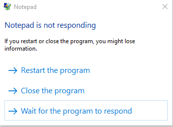 App is not responding prompt