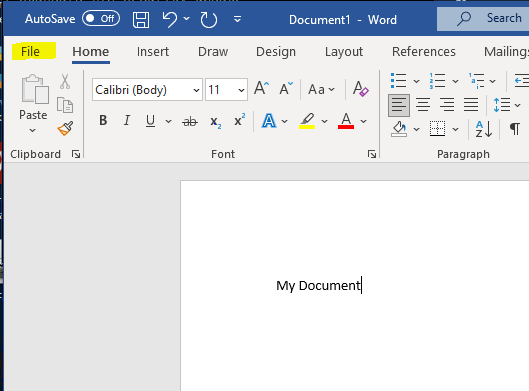 Screenshot of Microsoft Word with the 