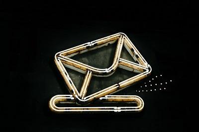 A neon email icon