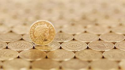 A pile of pound coins