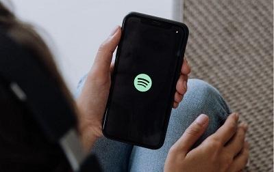 Spotify logo on mobile screen