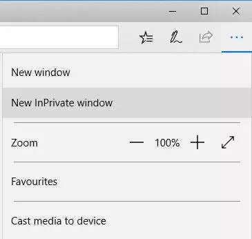 Open InPrivate Window in Edge