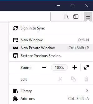 Open New Private Window in Firefox