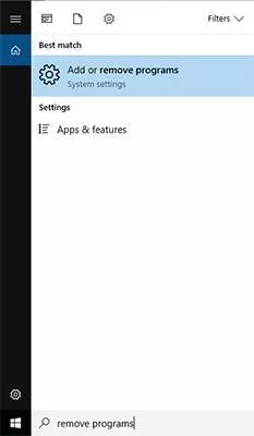 Type "Remove Programs" into the search bar and select this option