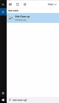 Type "Disk Clean-up" into the search box and pick this option