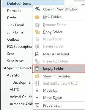 Empty deleted items