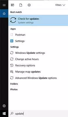 Opening Windows Update panel