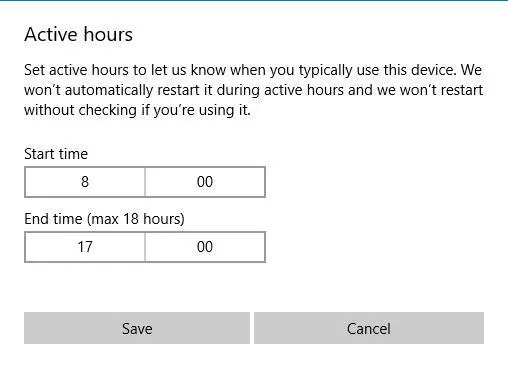 Active Hours panel