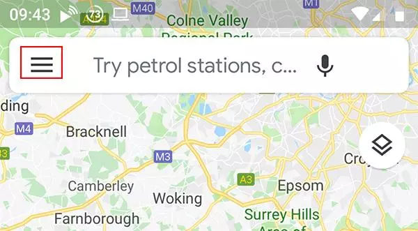 Open Google Maps and hit the menu button