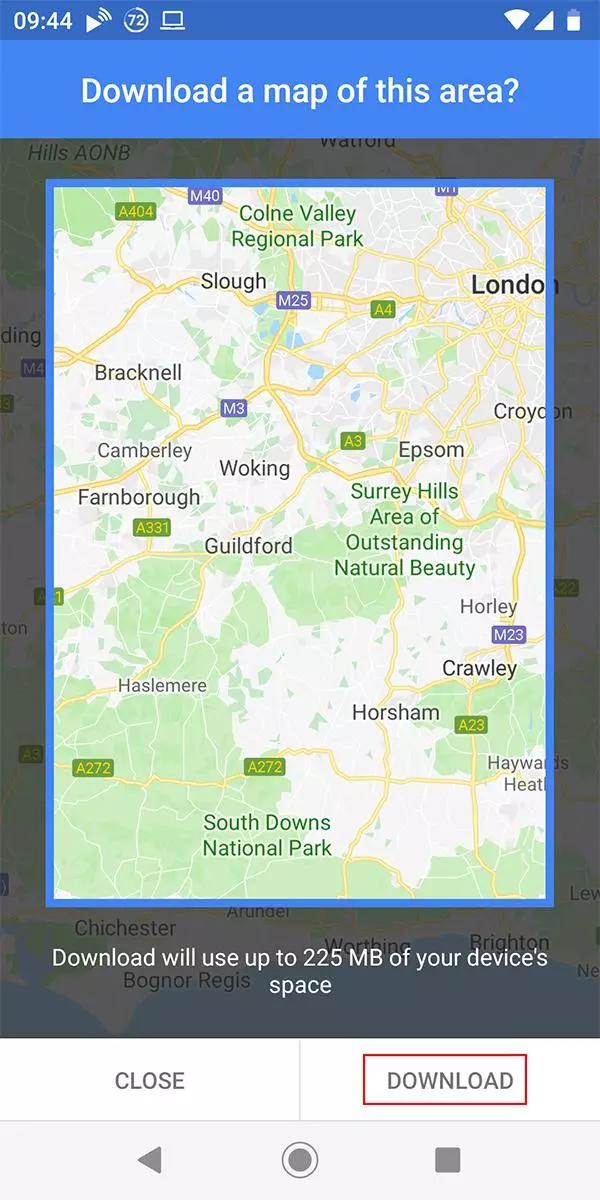 Pick the area you want to download and hit Download
