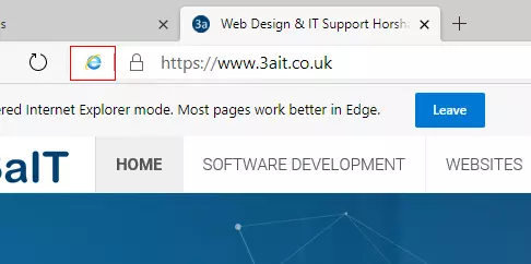 Verify the IE logo has appeared in the address bar