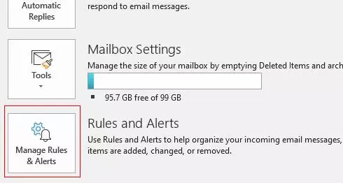 Step 2: Select "Manage Rules and Alerts"
