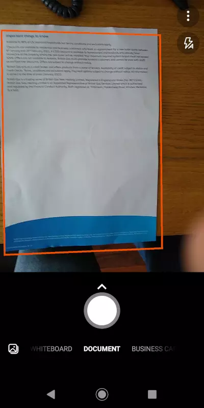 Point your phone at the document and hit the circle