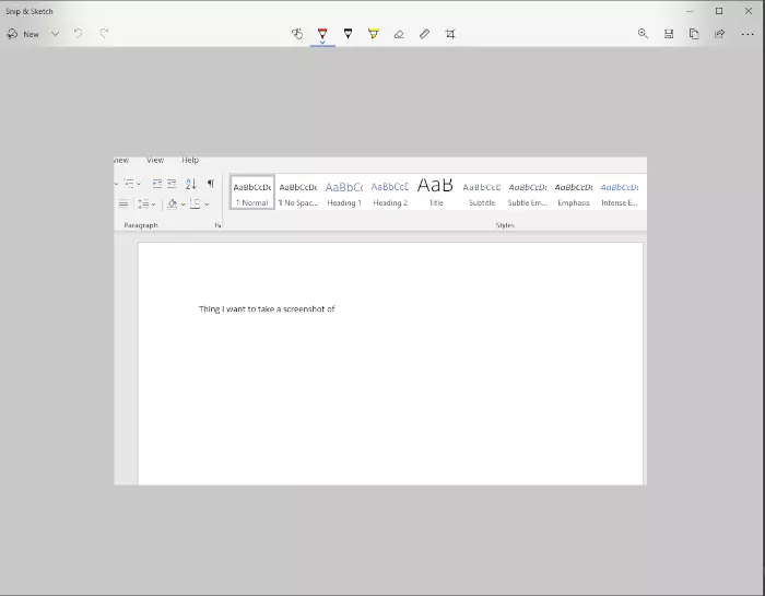 Screenshot of page selection within Snip & Sketch