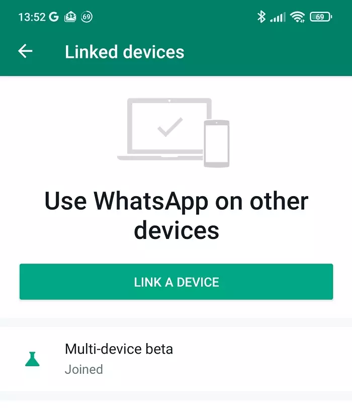 WhatsApp Linked Devices screen