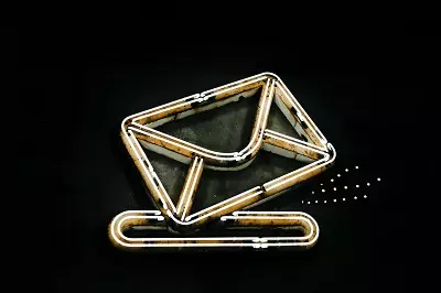 A neon email icon