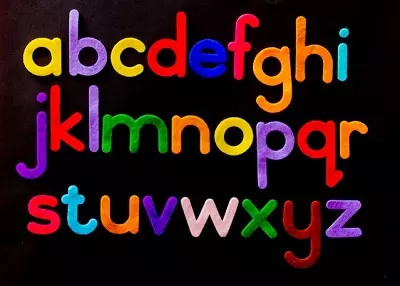 A multicoloured full alphabet
