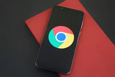 Google Chrome logo on phone