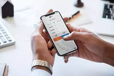 Someone browsing a website on their mobile phone