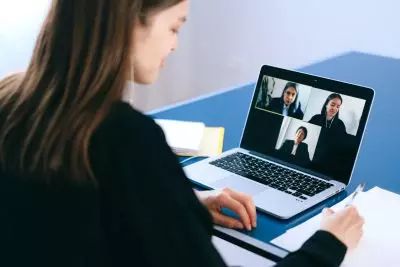 Woman on video call