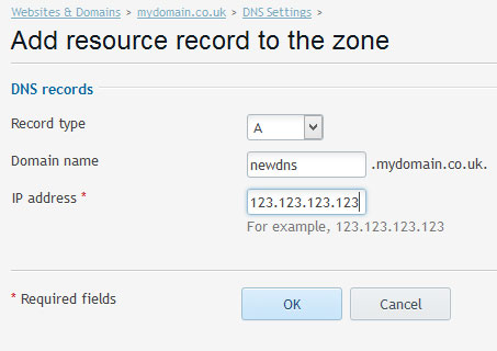 Step 2: Add the details for your new record and click OK.